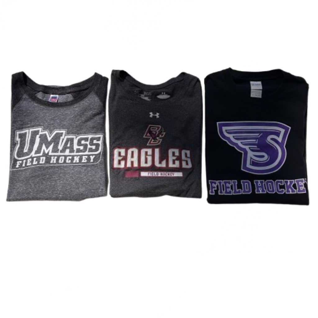 3 College Field Hockey Shirts  Stonehill  Umass  Boston College